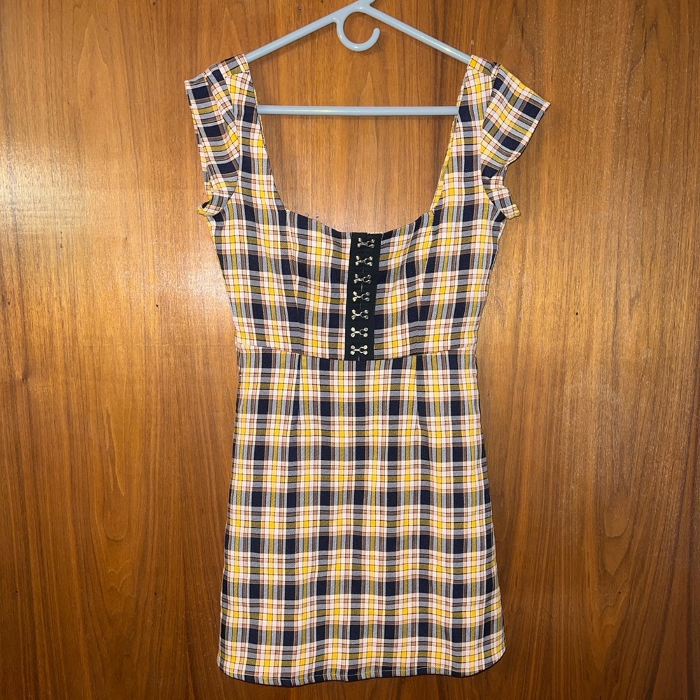 Capulet Lera Yellow Dixon Plaid Short Sleeve Mini Dress Size S - Picture 3 of 6